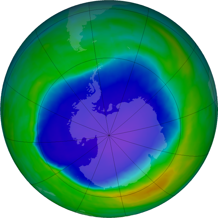 Antarctic ozone map for 07 November 2015